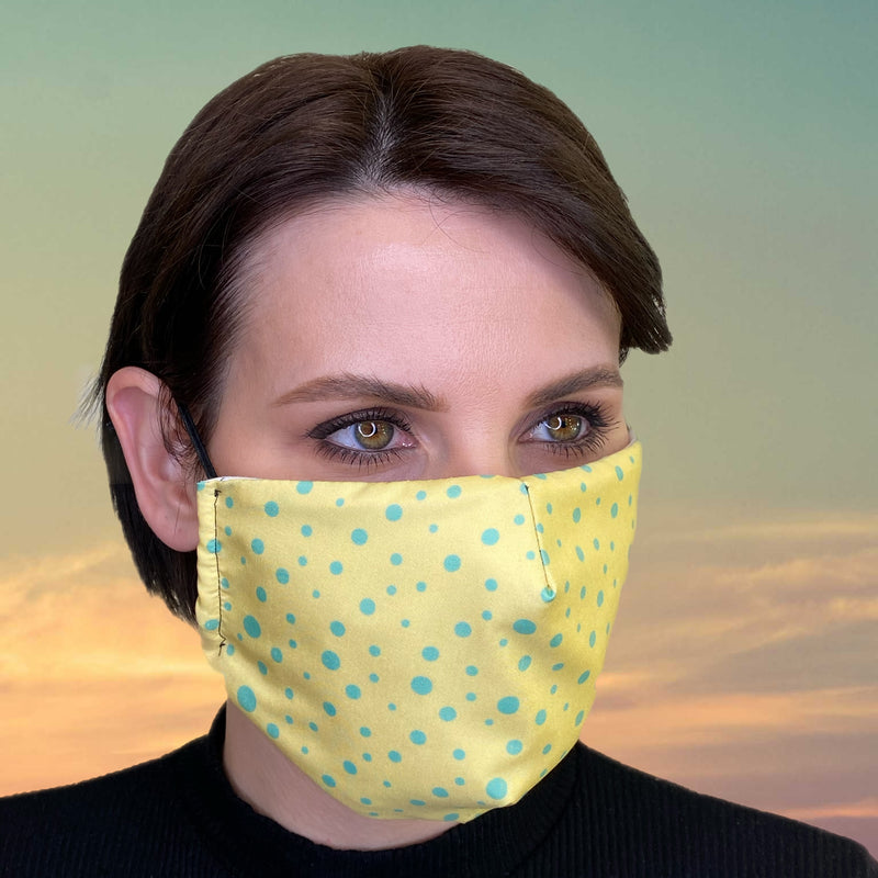 FACE MASK Yellow Mint Dotted - FACEWEAR